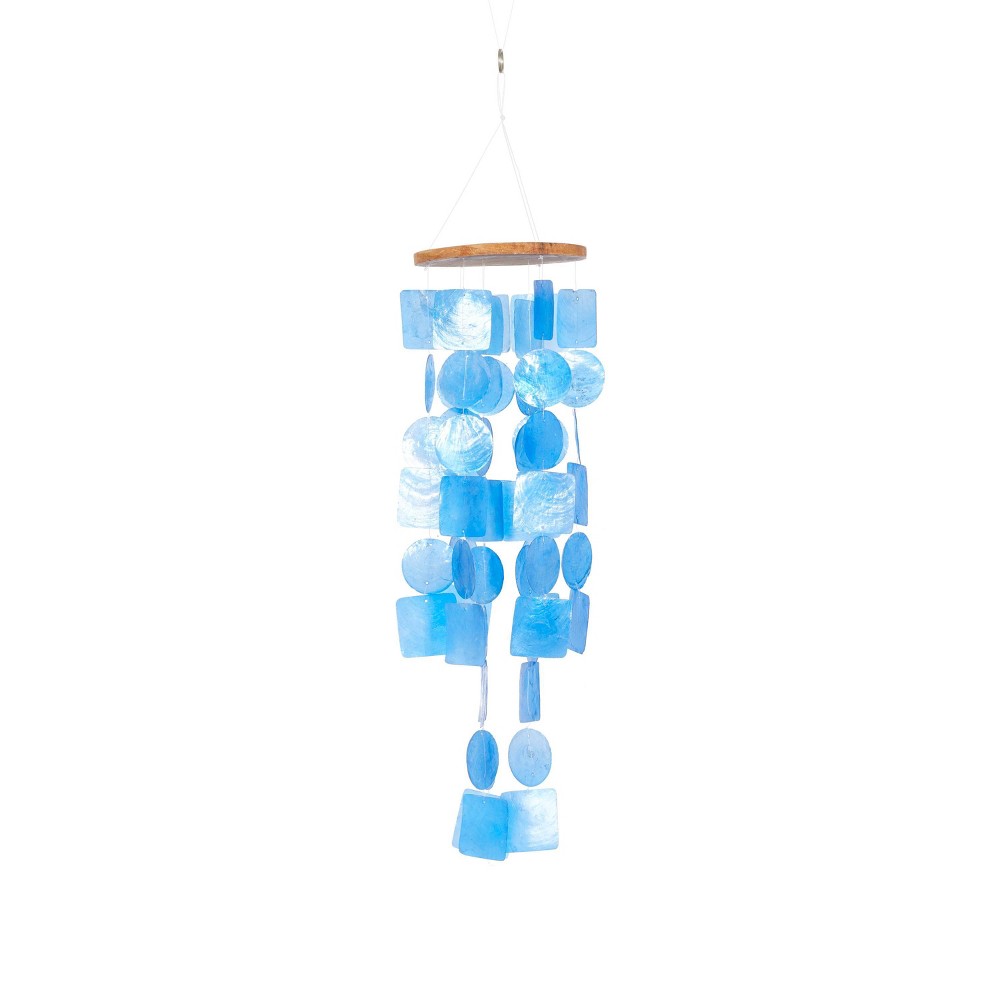 6" Glass Coastal Abstract Windchime Blue/Natural - Olivia & May