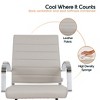 LeisureMod Benmar Guest Office Chair, Ribbed Leather Upholstery with Chrome Arms and Sled Base, Modern Desk Seating for Home or Conference Room - 4 of 4