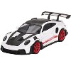 Porsche 911 (992) GT3 RS Weissach Package White with Pyro Red and Carbon and Carbon Top Ltd Ed 1/64 Diecast Model Car by Mini GT - 4 of 4