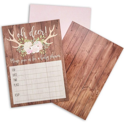 Sparkle And Bash Oh Deer Rustic Woodland Baby Shower Invitations And Envelopes 36 Pack Target