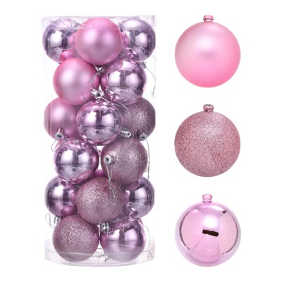 Unique Bargains Plastic Party Wedding Christmas Barrel Packed Hanging Ornament Balls 2.4" 24 Pcs