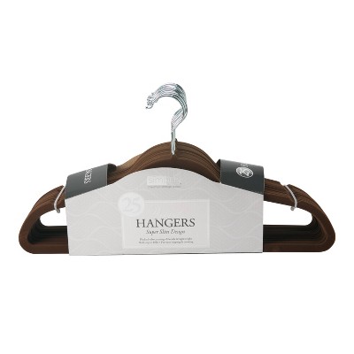 Simplify 25pk Slim Velvet Suit Hangers Chocolate