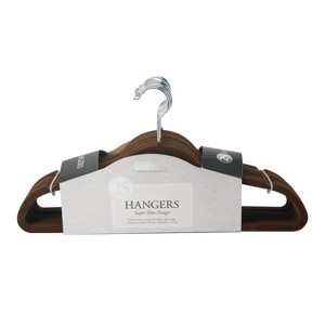 Simplify 25pk Slim Velvet Suit Hangers Chocolate - 1 of 4