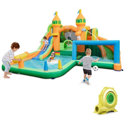 Infans Inflatable Water Slide w/735W Blower Long Slides Splash Pools Climbing Wall