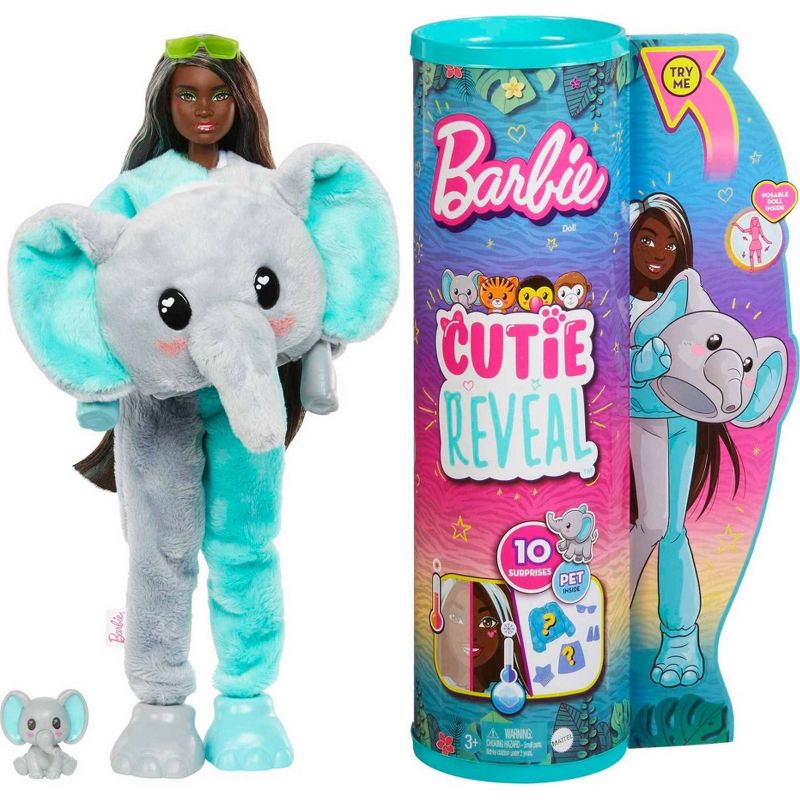 Barbie Cutie Reveal Jungle Series Elephant Doll, 1 of 8