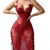 Clotth Women's Lace Teddy Bodysuit - Sheer Cute Babydoll with Underpants, Strappy Lingerie Dress with Underwire - 4 of 4