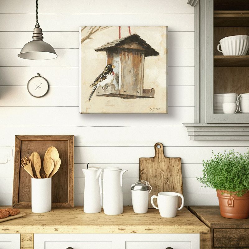 Sullivans Darren Gygi Grossbeak With Birdhouse Giclee Wall Art, Gallery Wrapped, Handcrafted in USA, Wall Art, Wall Decor, Home Décor, Handed Painted, 2 of 3