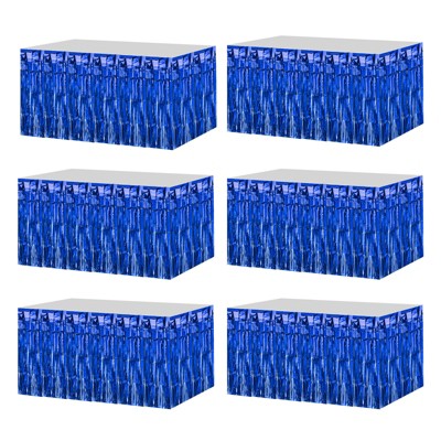 Unique Bargains Wedding Birthday Metallic Foil Fringe Table Skirts for Rectangle Tables