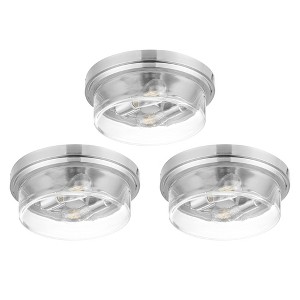 Prominence Home 3 Pack Madalyn 13" Ceiling Light Clear Drum Glass Brushed Nickel - 1 of 4