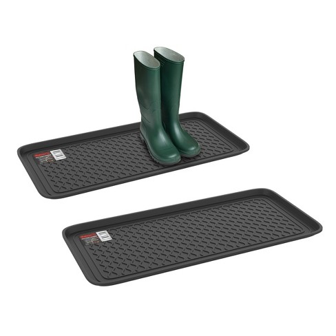 All Weather Boot Tray – Set Of 2 Large Water-resistant Plastic Utility Shoe  Mat For Indoor And Outdoor Use In All Seasons By Stalwart (black) : Target