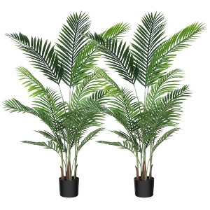 Dr Planzen 2-Pack Artificial Areca Palm Trees - 43" & 56" Tall UV-Resistant Faux Plants - For Indoor & Outdoor Home & Office Decor - 1 of 4