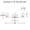 Possini Euro Design Kitta Modern Wall Light Polished Nickel Hardwire 24" 3-Light Fixture Clear Square Glass for Bedroom Bathroom Vanity Reading House - 4 of 4