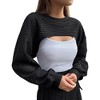 Womens Extra Cropped Pullover Sweater Waffle Knit Sweater Crew Neck Sweater Knit Crochet See Through Knit Top Cover Ups - 3 of 4