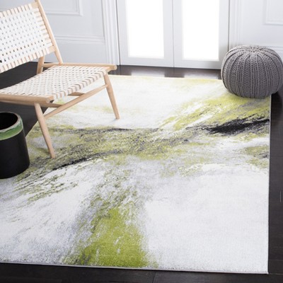 Galaxy 8' x 10' Grey and Green Abstract Area Rug