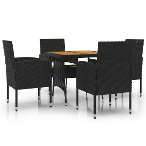 vidaXL Outdoor Dining Set Black PE Rattan, Steel, Solid Acacia Wood Medium - 1 of 4