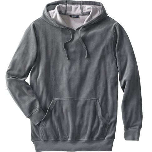 KingSize Men's Big & Tall Velour Short-Sleeve Pullover Hoodie - Big - 3XL,  Steel Silver