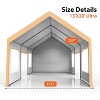 Heavy-Duty Metal Carport Garage with PE Cover and Steel Frame, Outdoor Shed for Cars, Trucks & Boats, Featuring 4 Doors and Mesh Ventilation Windows - 2 of 4