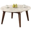 Royal Hampton Wood Base Coffee Table with Marble Top, Walnut Brown - 2 of 4