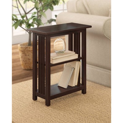 Espresso Cherry Wood Small 2-Shelf End Table