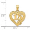 Black Bow Jewelry 14k Yellow Gold 15 Inside Quince Anos Heart Frame Pendant, 16mm - 4 of 4