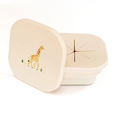 Austin Baby Collection Silicone Collapsible Snack Bowl - Safari Warm Cream