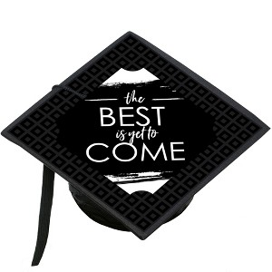 Big Dot of Happiness Black and White Grad - Best is Yet to Come - Black and White Graduation Cap Decorations Kit - Grad Cap Cover - 1 of 4