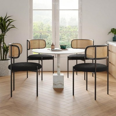 Infurnic Accent Chairs, Modern Upholstered Chairs Set with Sturdy Legs, for Kitchen and Dining Room, 2PCS, Black, 20.5"*20.5"*30"