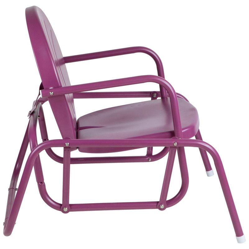 Northlight Outdoor Retro Metal Tulip Glider Patio Chair, Purple, 4 of 6