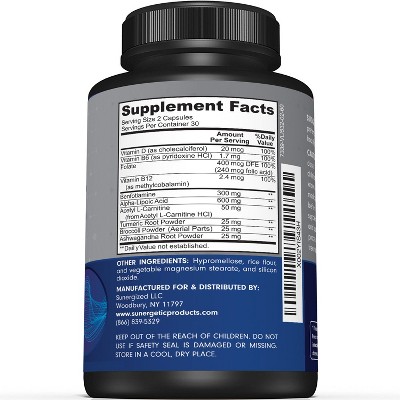 Premium Nerve Support Supplement – with Alpha Lipoic Acid (ALA) Acetyl-L-Carnitine (ALC) & Benfotiamine - Nerve Formula for Healthy Circulation, 2 of 4