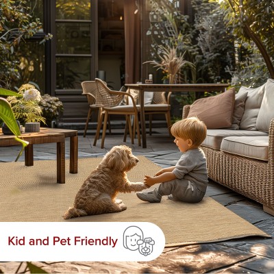 Nakia 4' x 6' Natural Brown Synthetic Indoor/Outdoor Area Rug