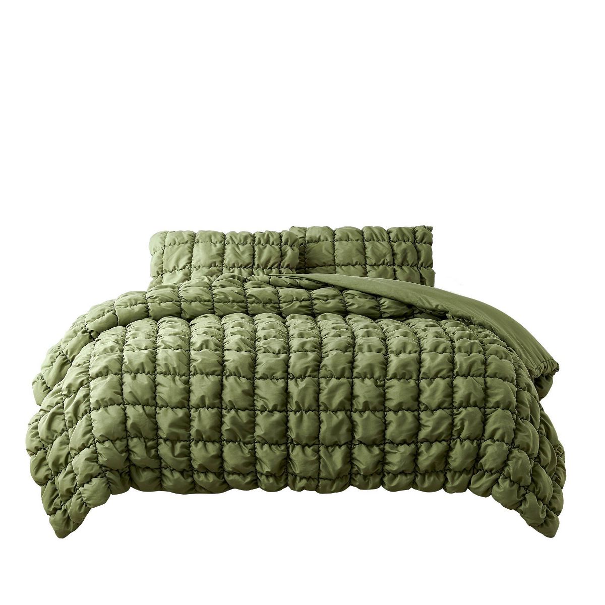 Lush Decor Full/Queen Puff Bed Blankets Green 3pc set - thumbnail 10