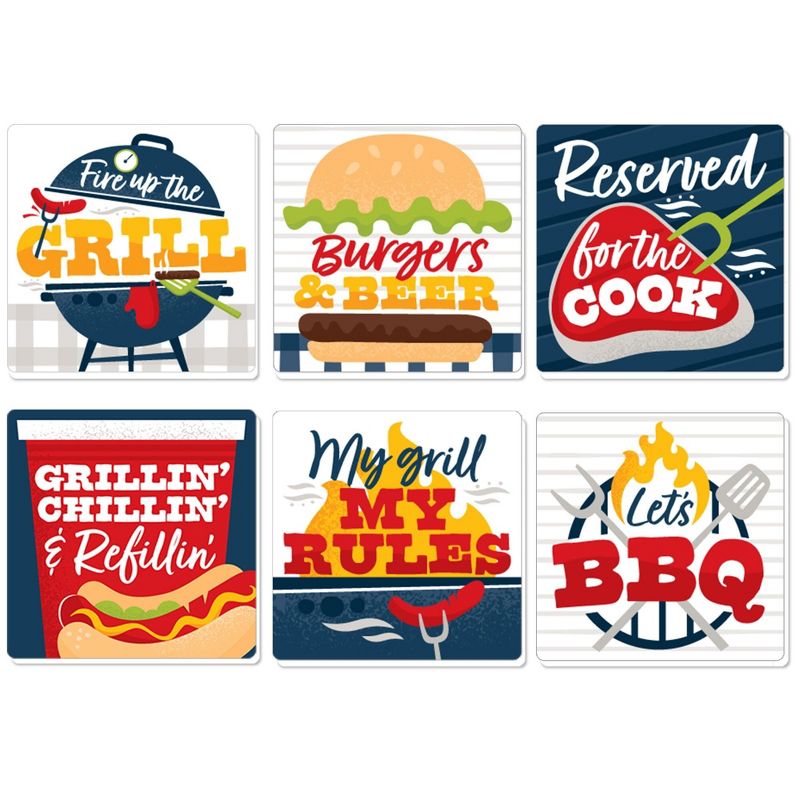 Big Dot of Happiness Fire Up the Grill - Funny Summer BBQ Picnic Party Decorations - Drink Coasters - Set of 6, 1 of 9