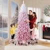 9FT/7.5FT/6FT/4.5FT  Prelit Artificial Christmas Tree Pencil wth 230 Warm White Lights,Snow Flocked LED Xmas Tree with 320 Branch Tips - 3 of 4
