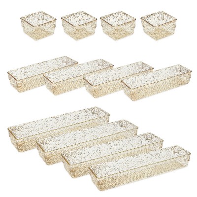 Trio Home Draw Organizers, 3 Versatile Sizes, Storage Bins for Makeup, Bedroom, Kitchen, Office, Bathroom and Vanity Drawer Organizer
