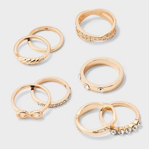 GSTV　リング&バングル&ブレスレット6点セット Embellished Gem & Infinity Twist Ring Set 8pc - Wild Fable™ Gold