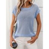 Womens Semi Sheer Lightweight Crochet Crew Neck Sweater Tops for Summer Cap Sleeve Casual Pullover Sweate - 4 of 4