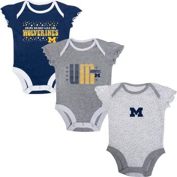 NCAA Michigan Wolverines Infant Girls' 3pk Bodysuit Set