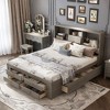 CAVINAS Queen Size Bed Frame, Platform Bed with Storage Headboard and 8 Drawers, Storage Beds with Headboards - 2 of 4