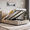 Lift-up Upholstered Platform Bed with Storage, Full-Size Bed Frame with Hydraulic System and Vertical Channel Headboard - Leovsnove - 2 of 3