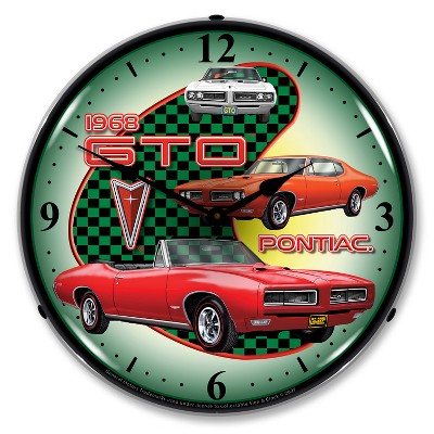 Collectable Sign & Clock | 1968 Pontiac GTO LED Wall Clock Retro/Vintage, Lighted