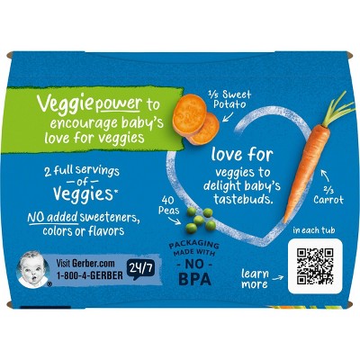 Gerber Sitter 2nd Foods Carrot Sweet Potato Pea Baby Meals - 2ct/4oz Each