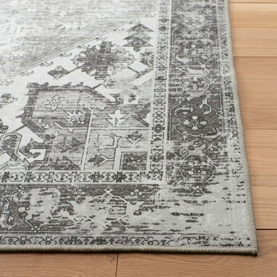 Elegant Grey Synthetic 6' x 9' Hand-Knotted Area Rug