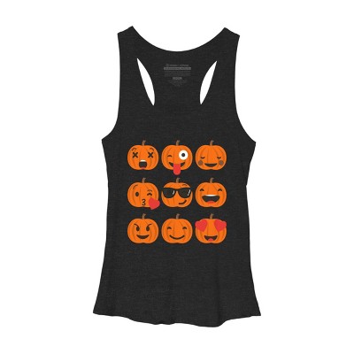Women's Design By Humans Halloween Pumpkins Emoji By honeytree Racerback Tank Top