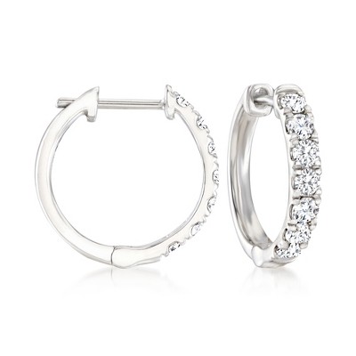 Ross-Simons 0.70 ct. t.w. Diamond Hoop Earrings in Platinum