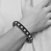 Black Bow Jewelry 11mm Stainless Steel & Black Leather Polished Chain Bracelet, 8.25 In - 3 of 4
