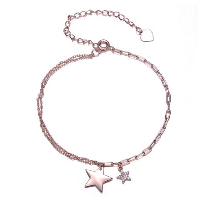 Teen 18K Rose Gold-Plated Adjustable Bracelet featuring a sparkling Cubic Zirconia Star Charm, combining modern elegance with a touch of playful charm