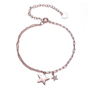 Teen 18K Rose Gold-Plated Adjustable Bracelet featuring a sparkling Cubic Zirconia Star Charm, combining modern elegance with a touch of playful charm - 1 of 3