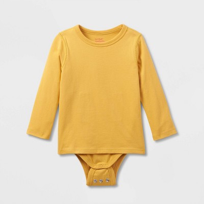 Crew Neck Long Sleeve Snap Crotch Bodysuit BLACK MUSTARD VALENTINE