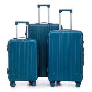 Gulches 3-Piece ABS Spinner Wheel Luggage Set (20"/24"/28") - Carry-On Suitcase with TSA Lock in Dark Blue - 1 of 4
