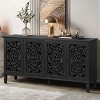 Okak Sideboard Cabinet with Floral Carvings, Bufft Cabinet with 4 Doors and 2 Shelves, Storage Cabinet for Living Room, Dining Room, Kitchen, Black - 2 of 4